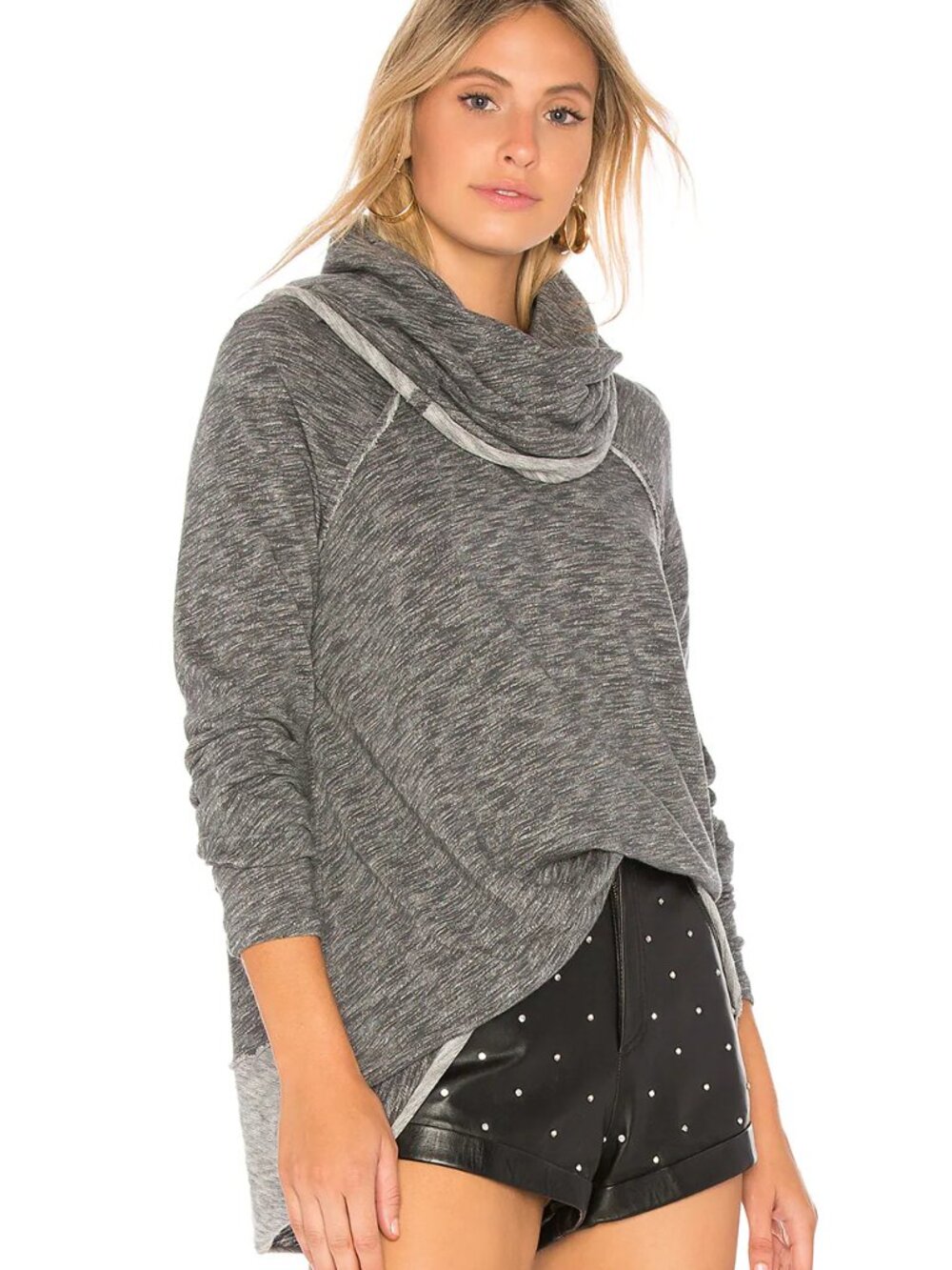 FREE PEOPLE BEACH Cocoon Cowl Pullover in Charcoal | ONE SIZE/BODY